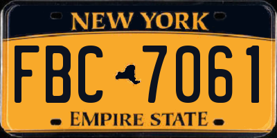 NY license plate FBC7061