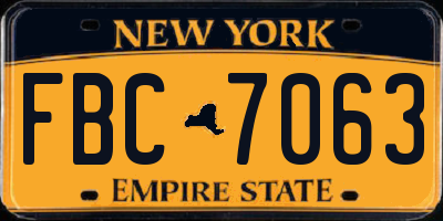 NY license plate FBC7063