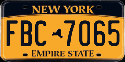 NY license plate FBC7065