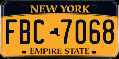 NY license plate FBC7068