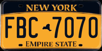 NY license plate FBC7070