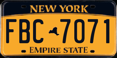 NY license plate FBC7071
