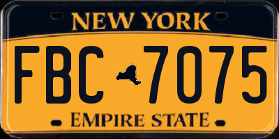 NY license plate FBC7075