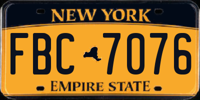 NY license plate FBC7076