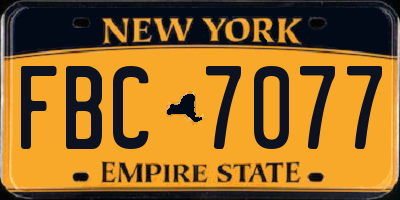 NY license plate FBC7077