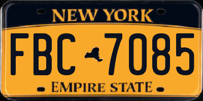 NY license plate FBC7085
