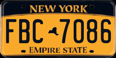 NY license plate FBC7086