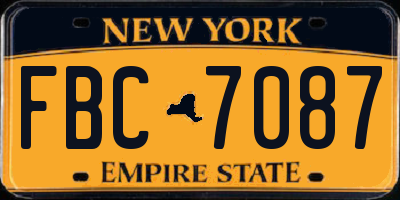 NY license plate FBC7087