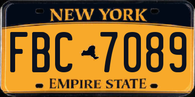 NY license plate FBC7089