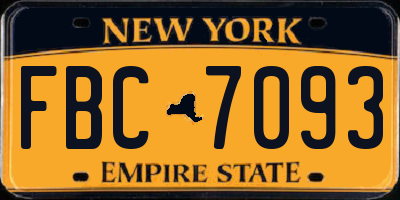 NY license plate FBC7093