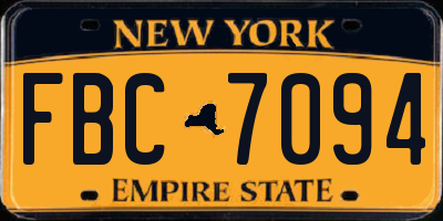 NY license plate FBC7094