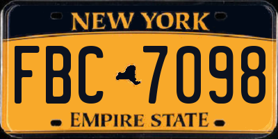 NY license plate FBC7098