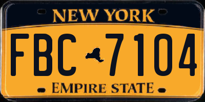 NY license plate FBC7104