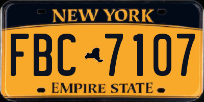 NY license plate FBC7107