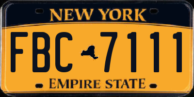 NY license plate FBC7111