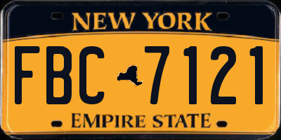 NY license plate FBC7121