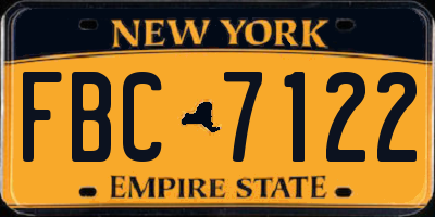 NY license plate FBC7122
