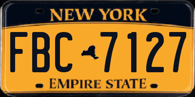 NY license plate FBC7127