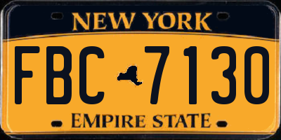 NY license plate FBC7130