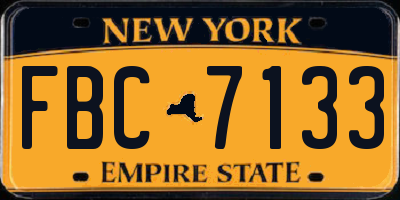 NY license plate FBC7133