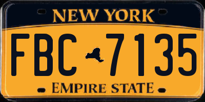 NY license plate FBC7135