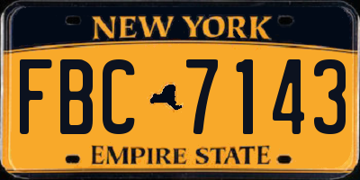 NY license plate FBC7143