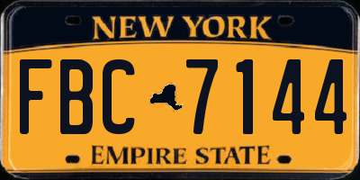 NY license plate FBC7144