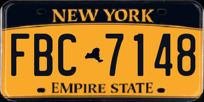 NY license plate FBC7148