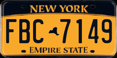 NY license plate FBC7149