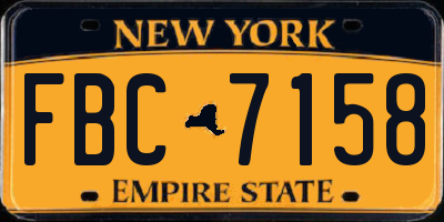 NY license plate FBC7158