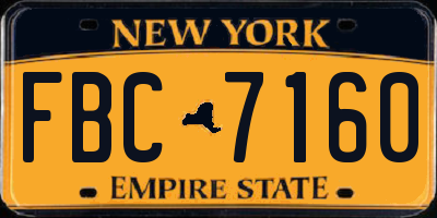 NY license plate FBC7160