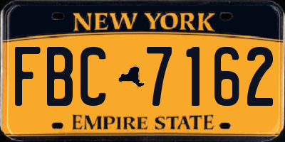 NY license plate FBC7162