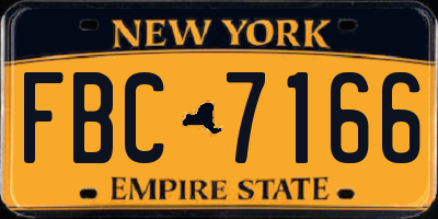 NY license plate FBC7166