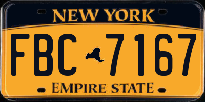 NY license plate FBC7167