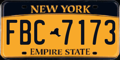 NY license plate FBC7173