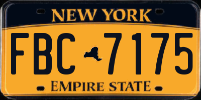 NY license plate FBC7175