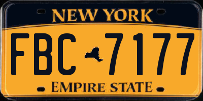 NY license plate FBC7177