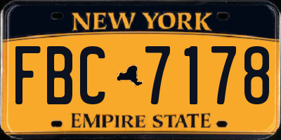 NY license plate FBC7178