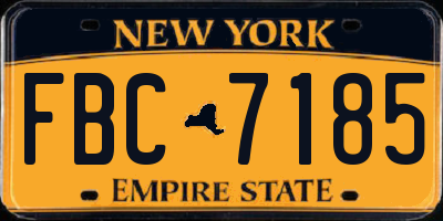 NY license plate FBC7185