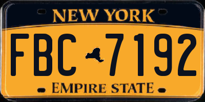NY license plate FBC7192