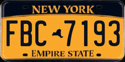 NY license plate FBC7193