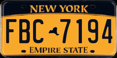 NY license plate FBC7194