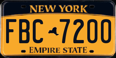 NY license plate FBC7200