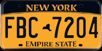 NY license plate FBC7204