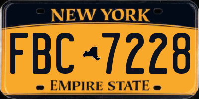 NY license plate FBC7228