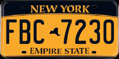 NY license plate FBC7230