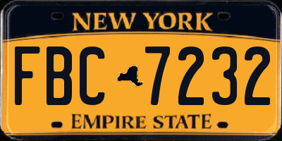 NY license plate FBC7232