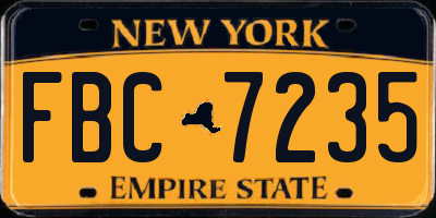 NY license plate FBC7235
