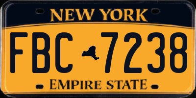 NY license plate FBC7238