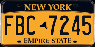 NY license plate FBC7245